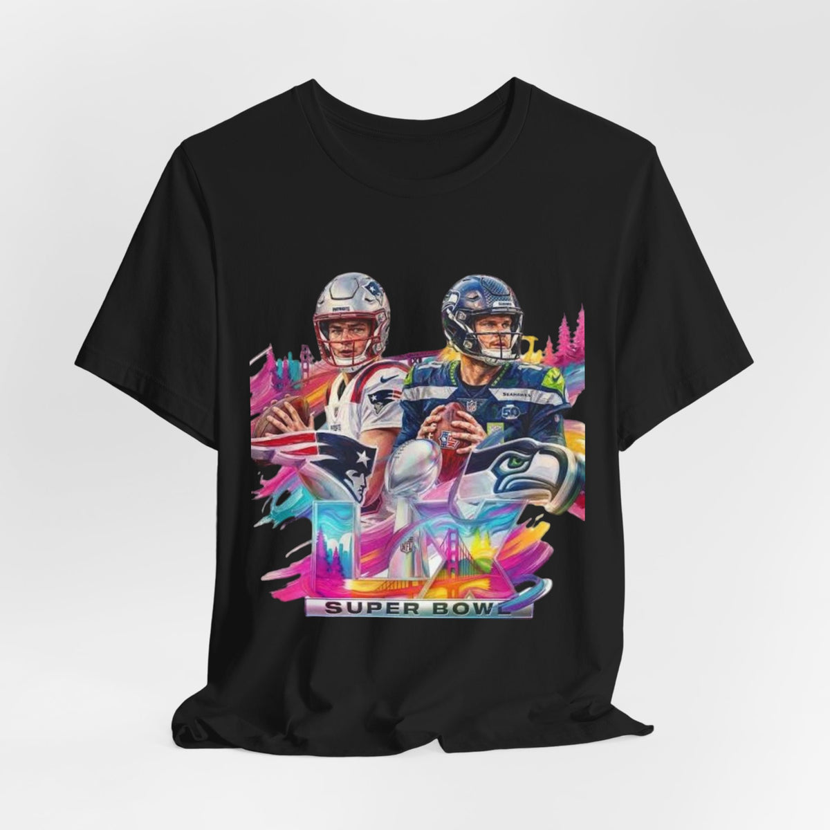 Super Bowl LVII Quarterbacks Graphic Tee — Colorful Game Day Fan Shirt