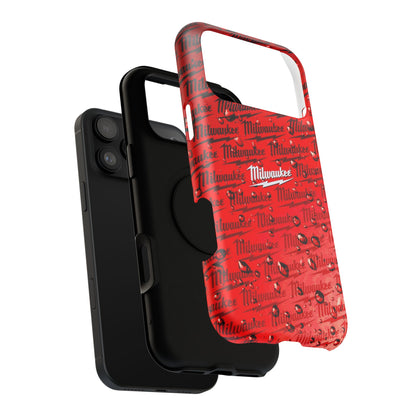 Red Script Logo Pattern phone case | Impact-Resistant Case