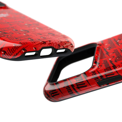 Red Script Logo Pattern phone case | Impact-Resistant Case