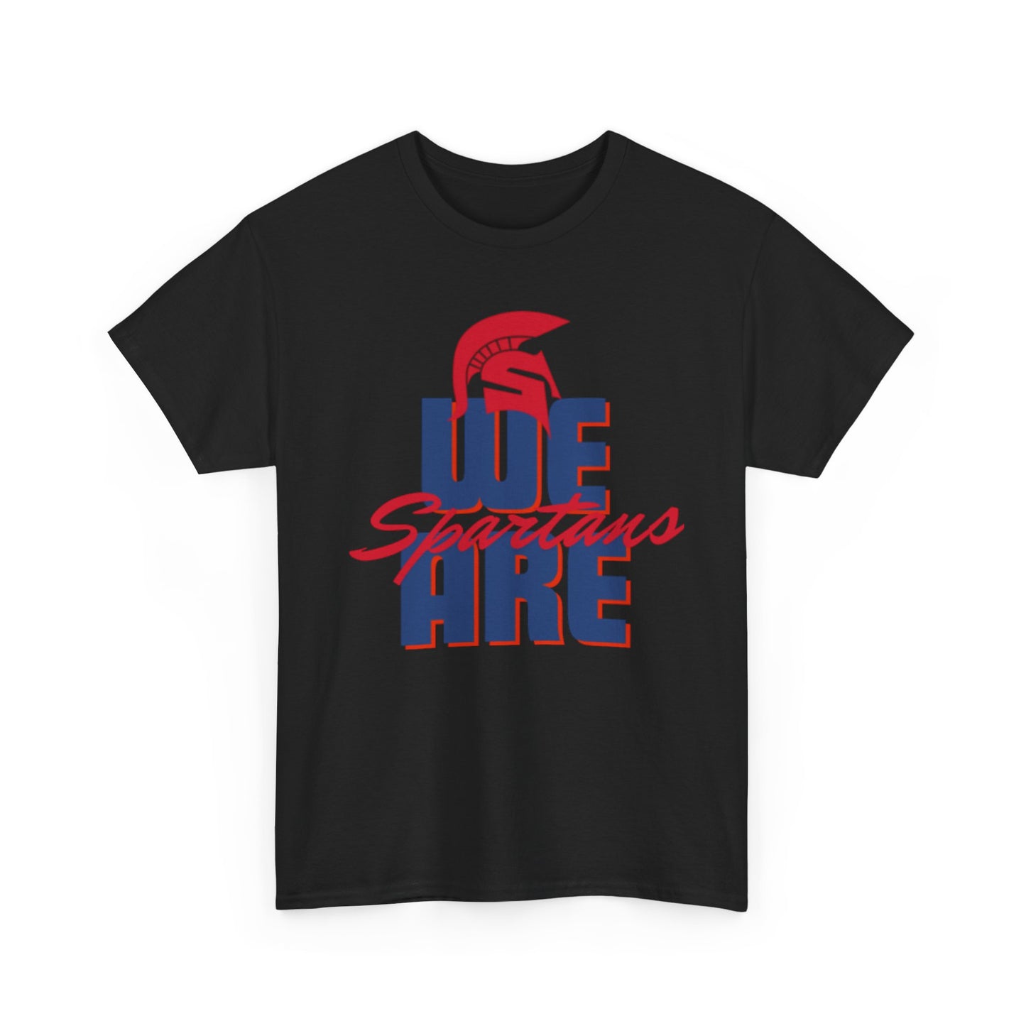 We Are Spartans T-Shirt — School Spirit Tee (Red & Navy Spartan Logo)