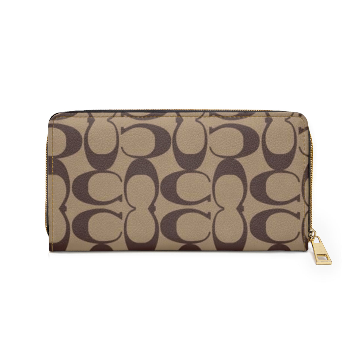Monogram Pattern Zipper Wallet | Neutral Taupe Card Organizer