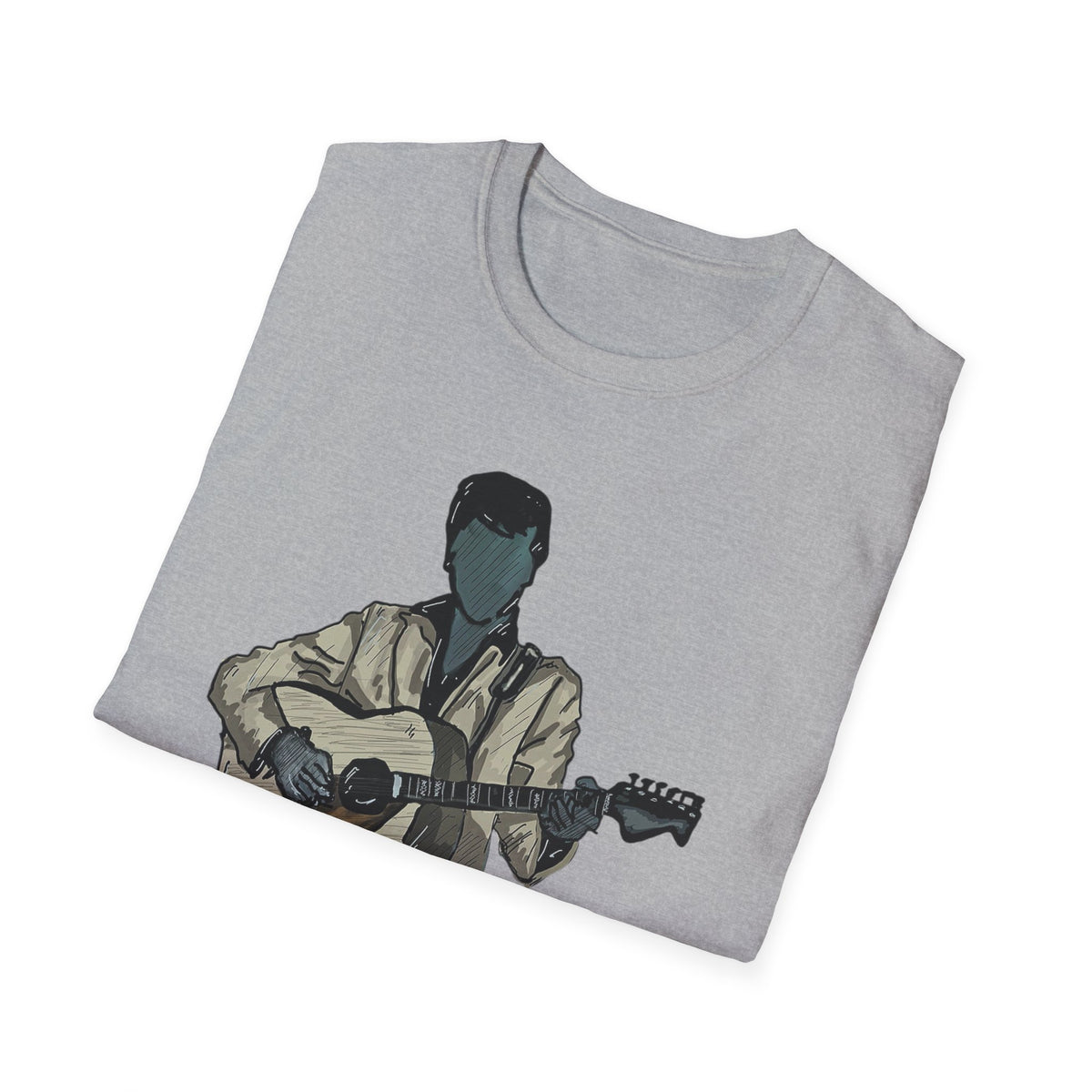 Elvis Graphic T-Shirt — Acoustic Music Tee with Color Icon Accents