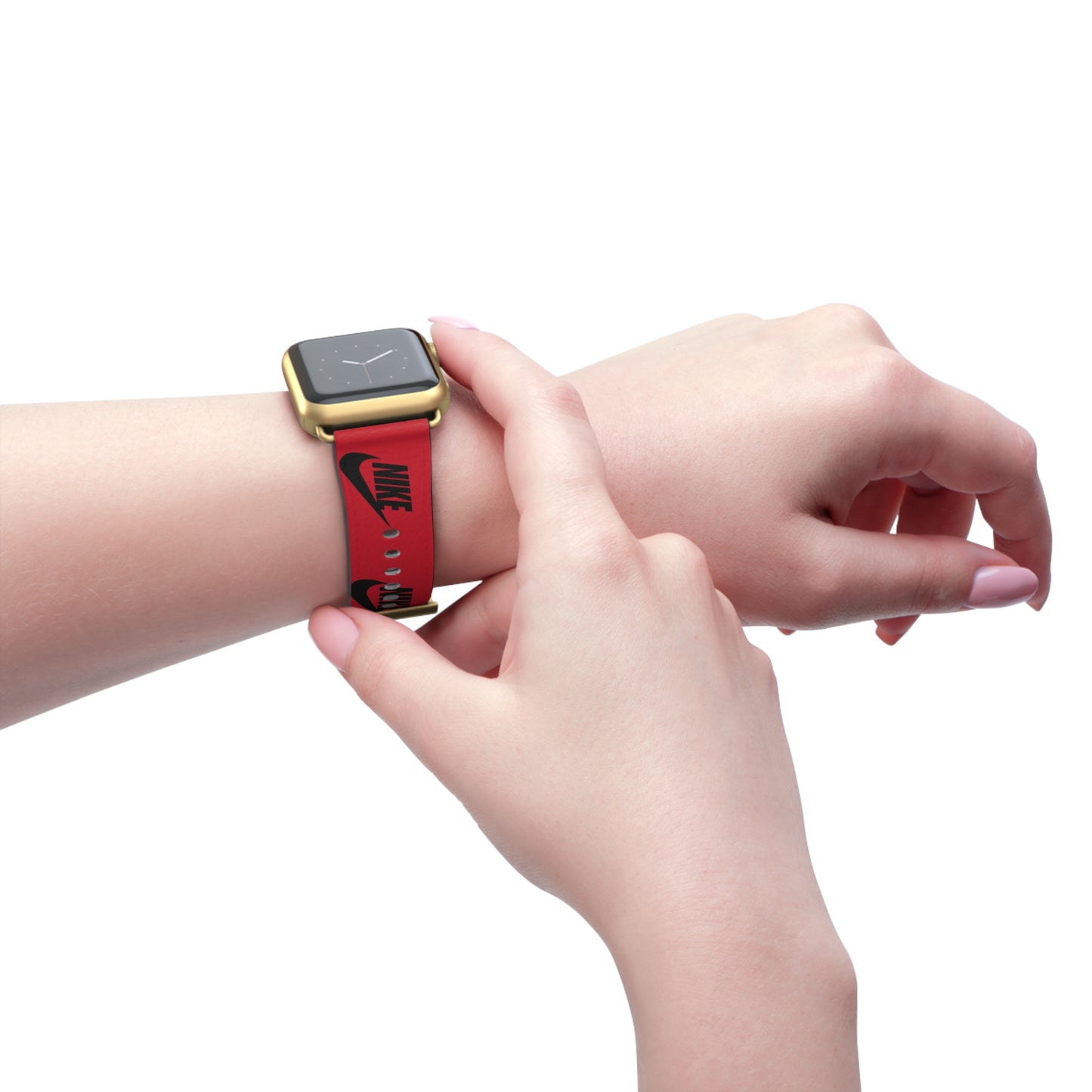 Nike Logo Pattern Watch Band | Red Sport Apple Watch Strap