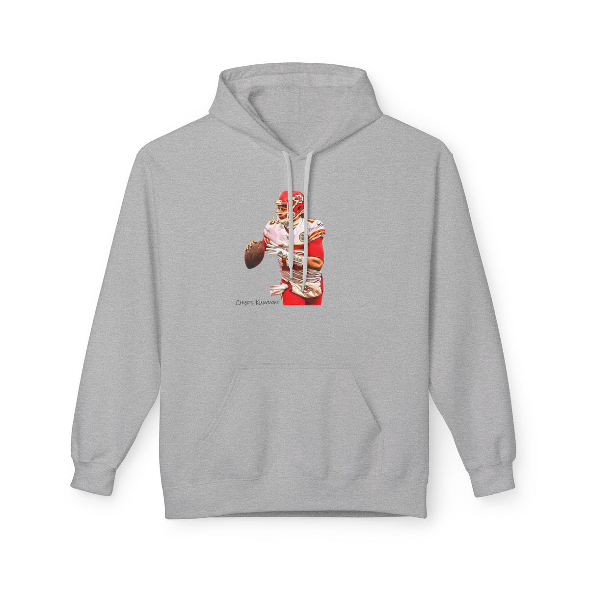 Mahomes Illustration Hoodie — Vintage Red Helmet Athletic Pullover