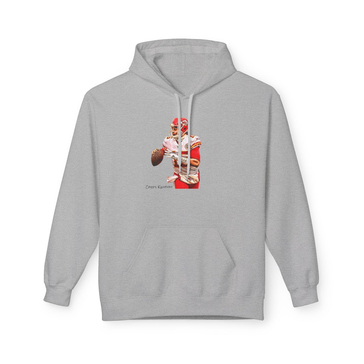 Mahomes Illustration Hoodie — Vintage Red Helmet Athletic Pullover