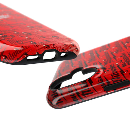 Red Script Logo Pattern phone case | Impact-Resistant Case