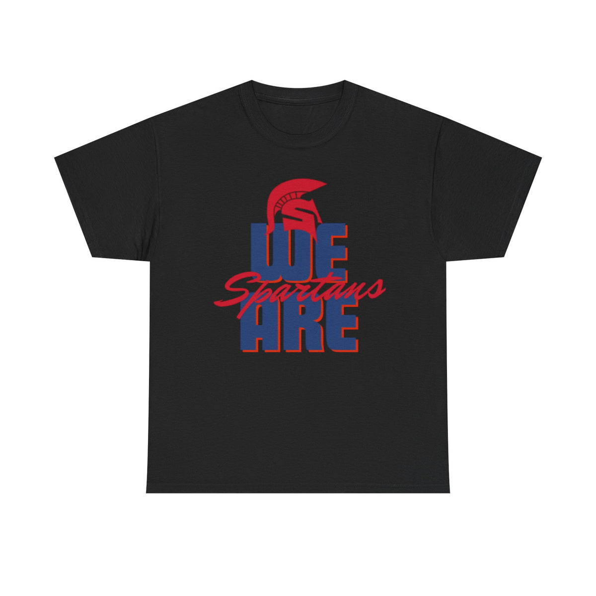 We Are Spartans T-Shirt — School Spirit Tee (Red & Navy Spartan Logo)