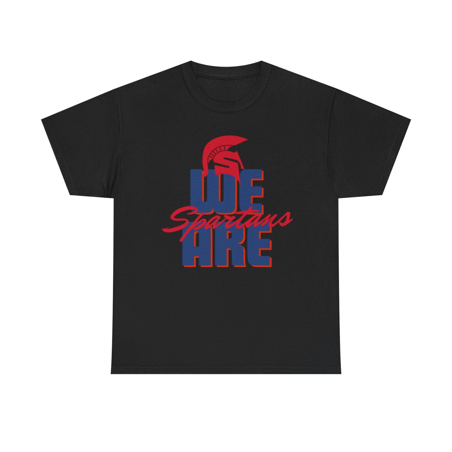 We Are Spartans T-Shirt — School Spirit Tee (Red & Navy Spartan Logo)