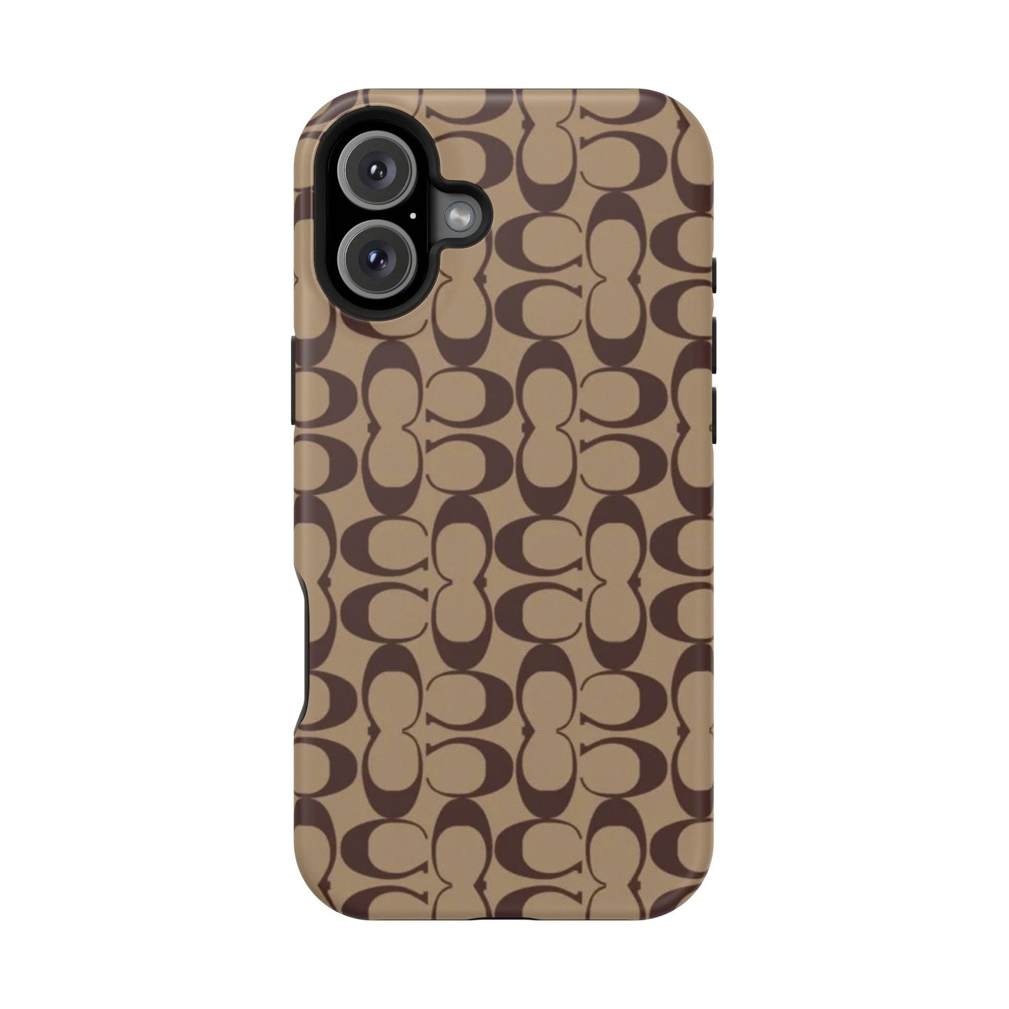 Signature Pattern Impact-Resistant Phone Case — Brown Monogram iPhone Cover