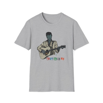 Elvis Graphic T-Shirt — Acoustic Music Tee with Color Icon Accents