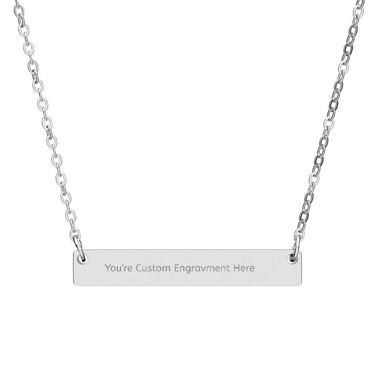 Custom Engraved Horizontal Necklace, Personalized You're way