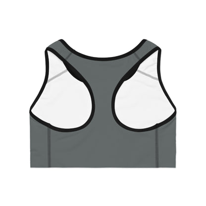 Gray Athletic Logo Sports Bra | Racerback Activewear
