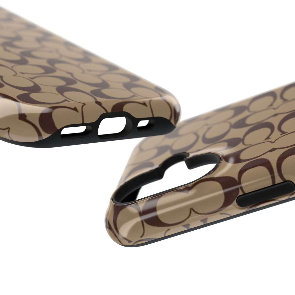 Signature Pattern Impact-Resistant Phone Case — Brown Monogram iPhone Cover