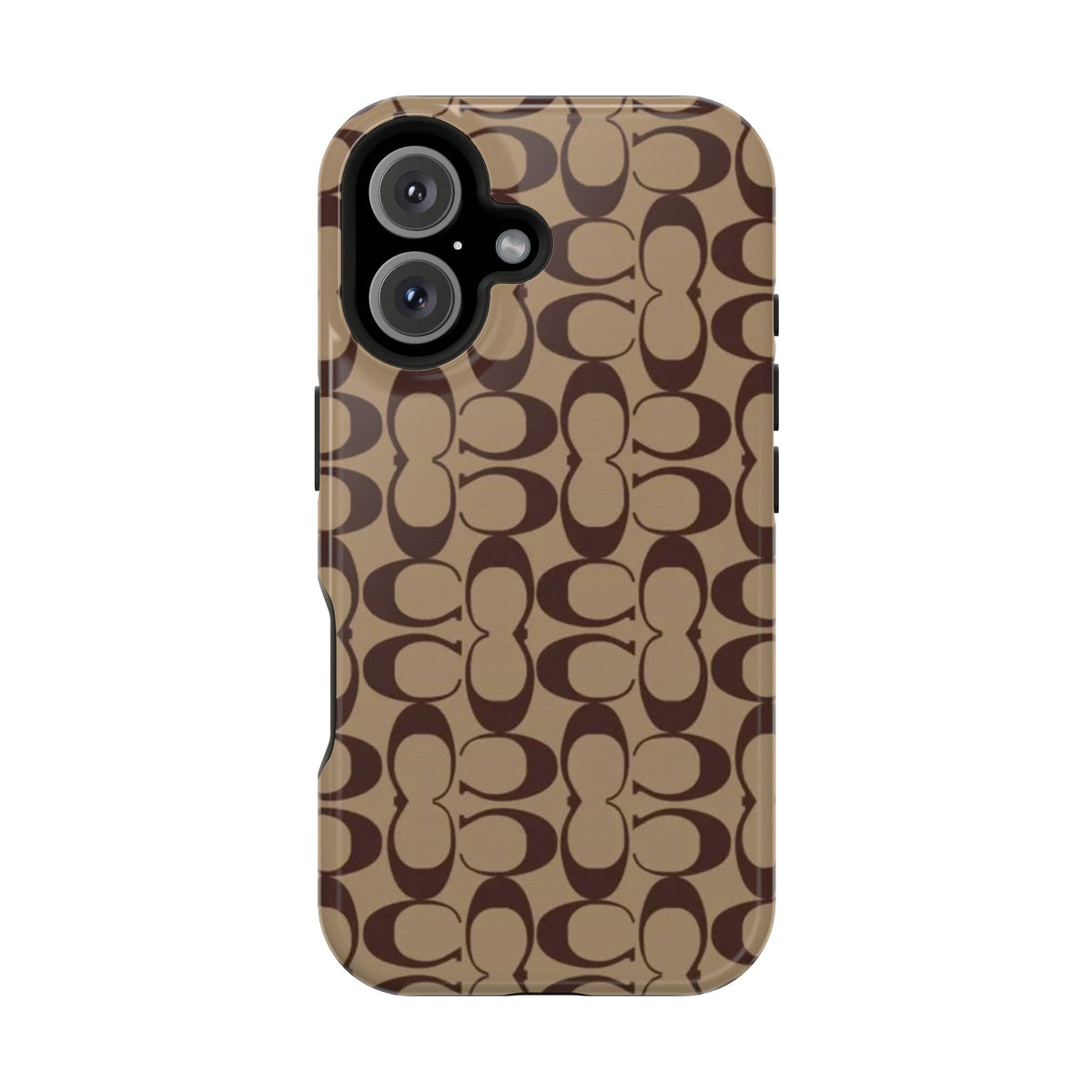 Signature Pattern Impact-Resistant Phone Case — Brown Monogram iPhone Cover