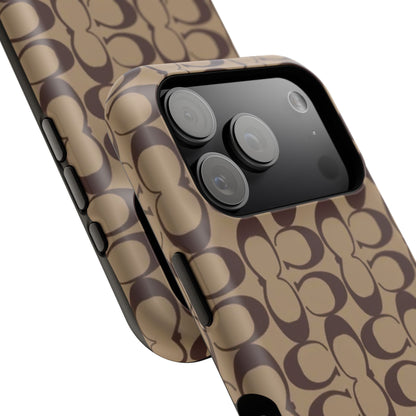 Signature Pattern Impact-Resistant Phone Case — Brown Monogram iPhone Cover