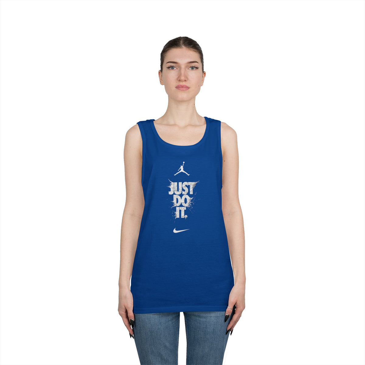 Just Do It vertical logo Tank Top | Sporty Nike-inspired graphic
