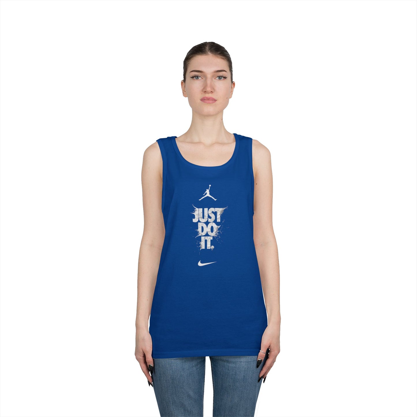 Just Do It vertical logo Tank Top | Sporty Nike-inspired graphic
