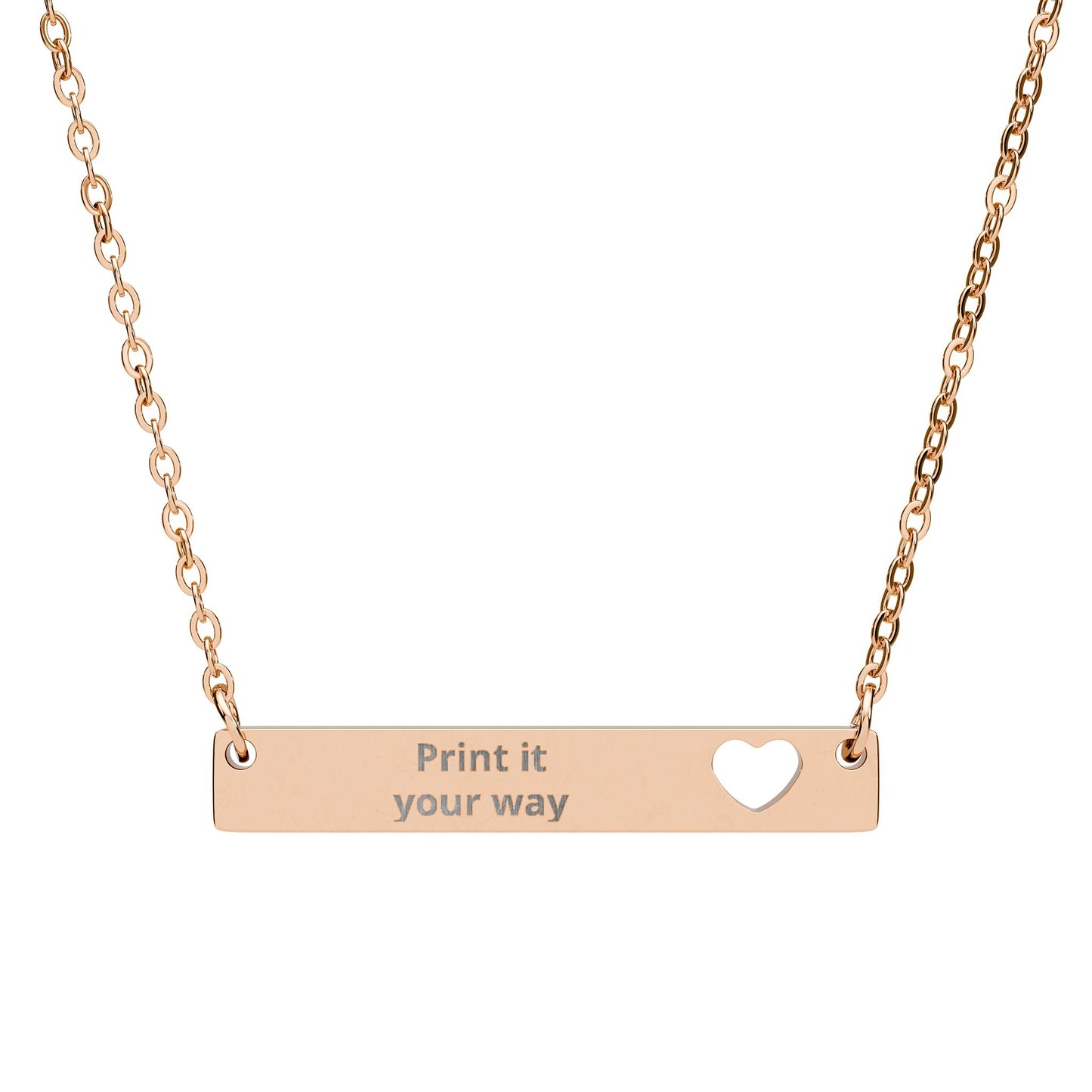 Engravable Cutout Heart Bar Necklace – Personalized Name/Message Pendant