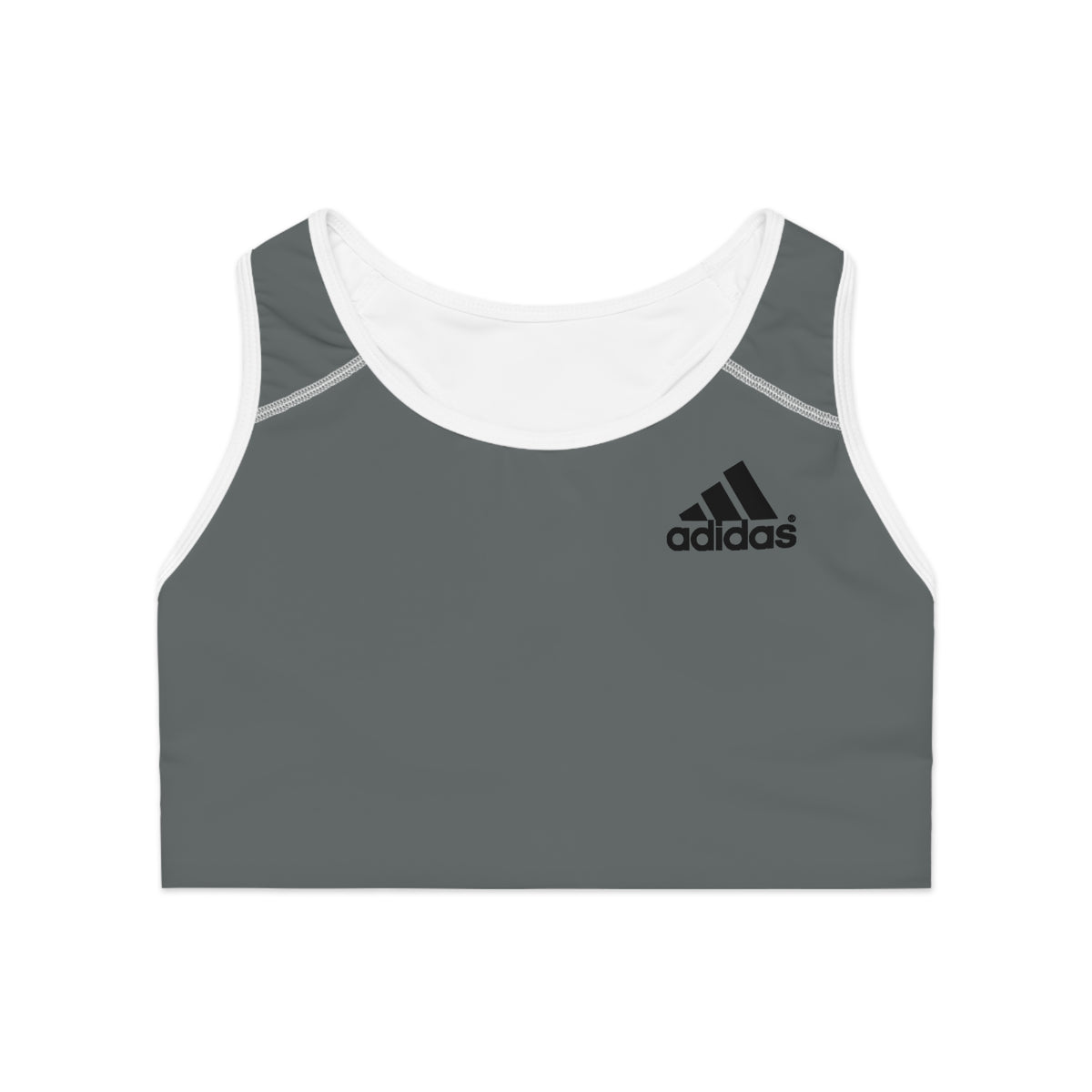 Gray Athletic Logo Sports Bra | Racerback Activewear