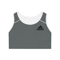Gray Athletic Logo Sports Bra | Racerback Activewear