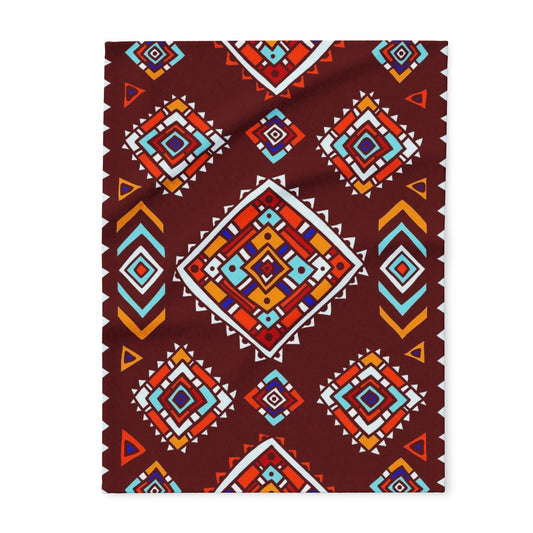 Southwestern Diamond Pattern Arctic Fleece Blanket | Aztec Geometric Throw