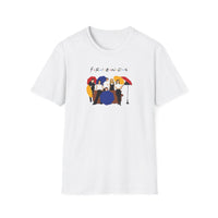 Friends TV Show Minimalist Group Graphic T-Shirt — "FRIENDS" Cast Illustration