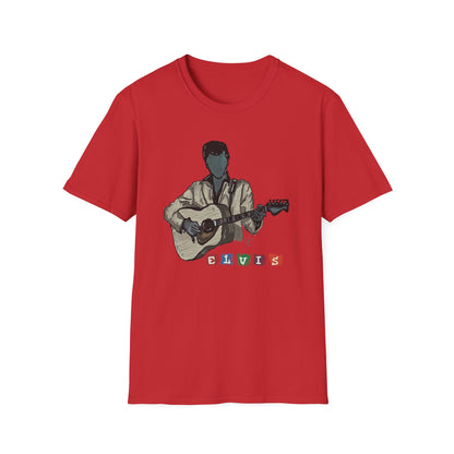 Elvis Graphic T-Shirt — Acoustic Music Tee with Color Icon Accents