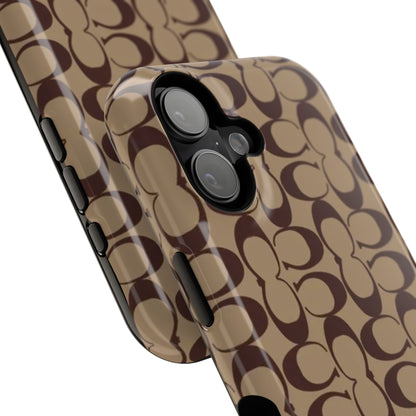 Signature Pattern Impact-Resistant Phone Case — Brown Monogram iPhone Cover