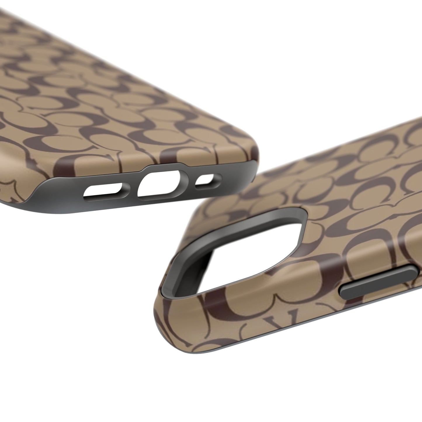 Signature Pattern Impact-Resistant Phone Case — Brown Monogram iPhone Cover