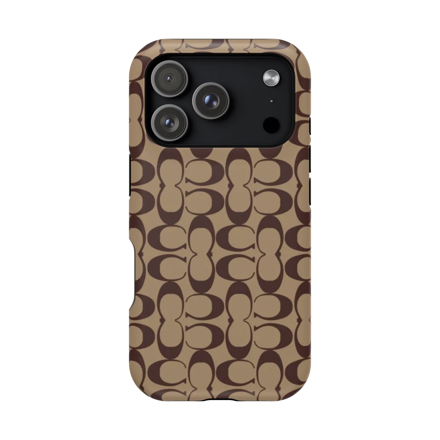 Signature Pattern Impact-Resistant Phone Case — Brown Monogram iPhone Cover