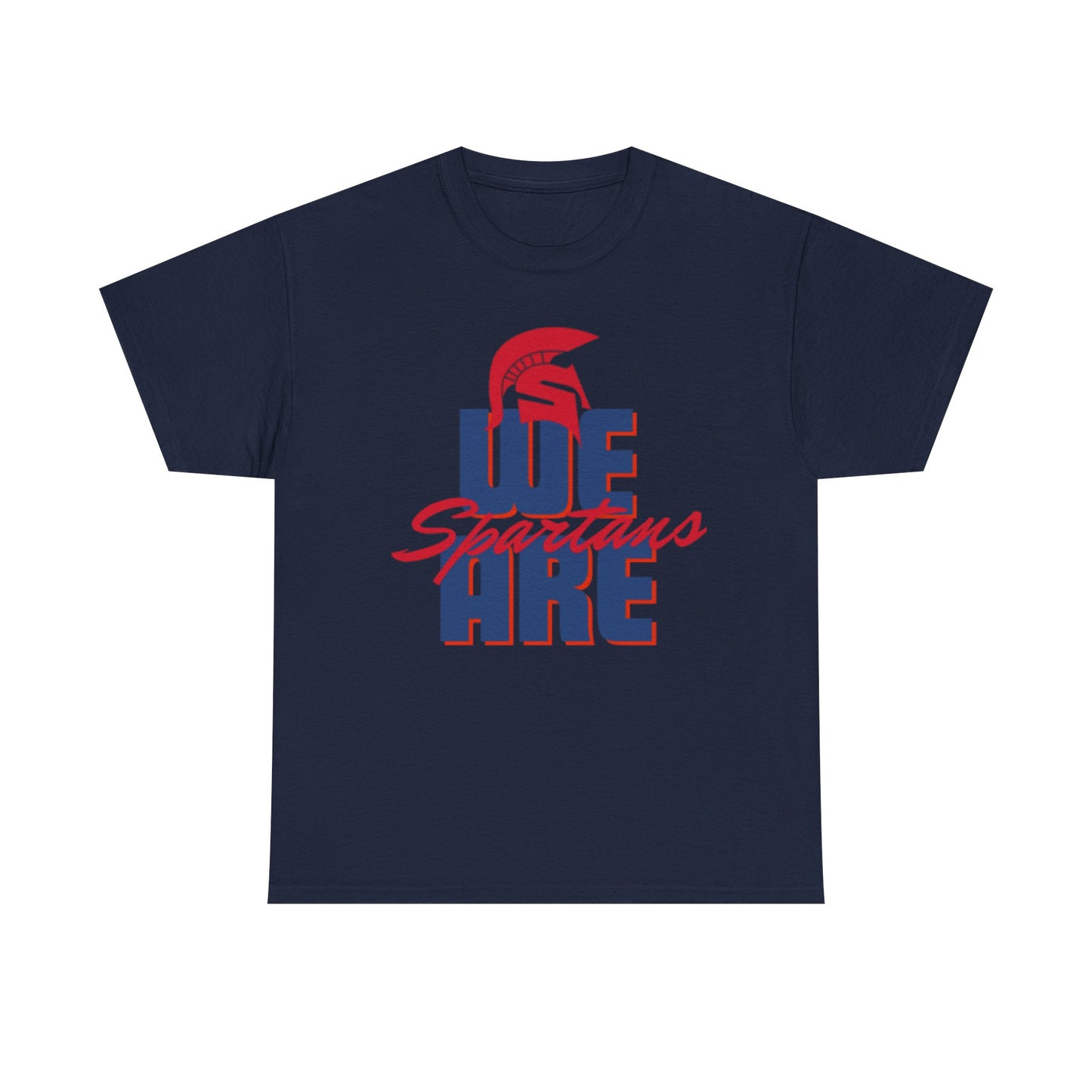 We Are Spartans T-Shirt — School Spirit Tee (Red & Navy Spartan Logo)