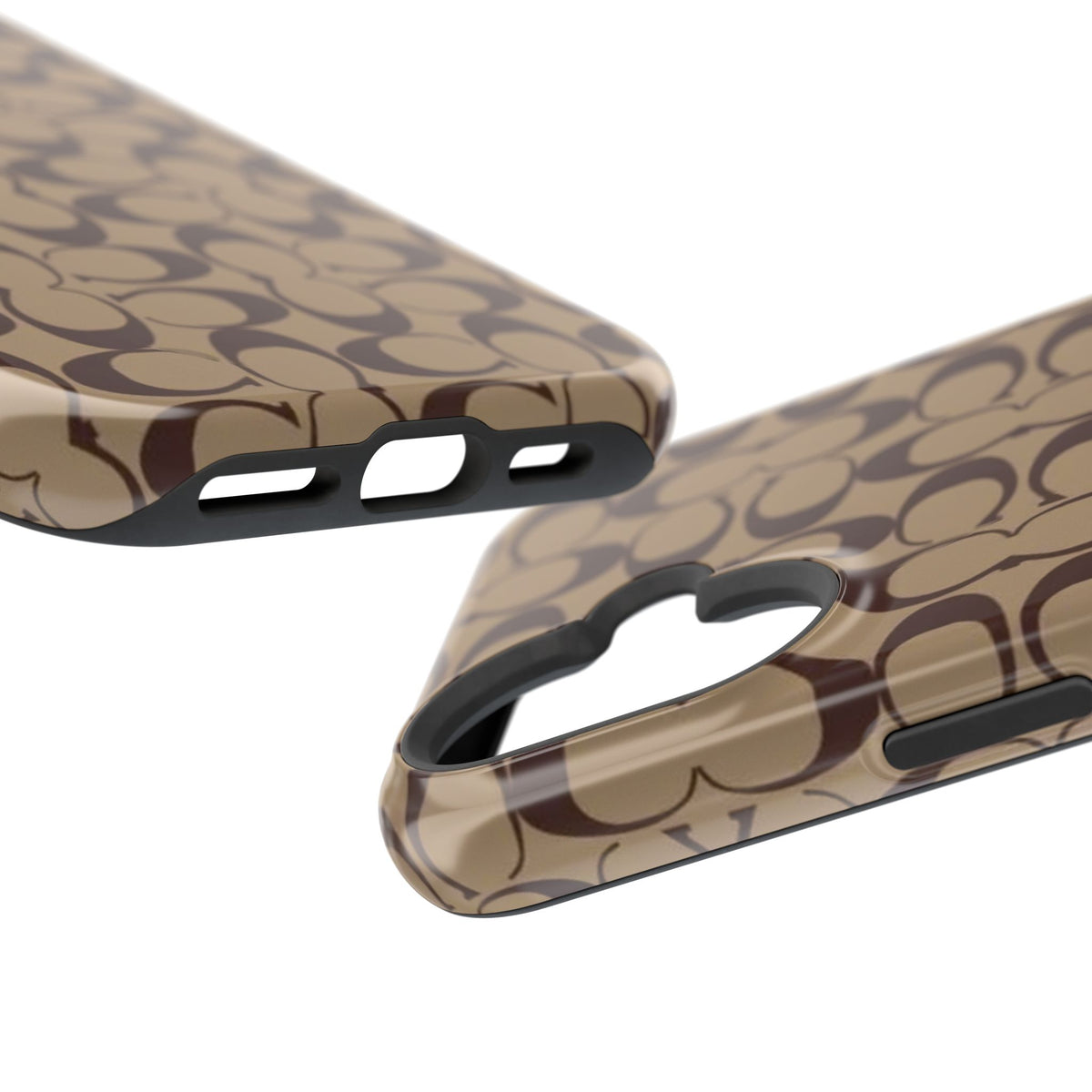 Signature Pattern Impact-Resistant Phone Case — Brown Monogram iPhone Cover
