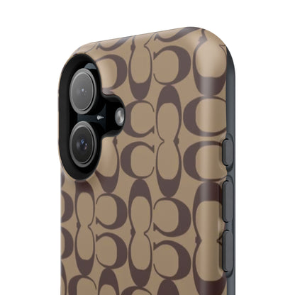 Signature Pattern Impact-Resistant Phone Case — Brown Monogram iPhone Cover
