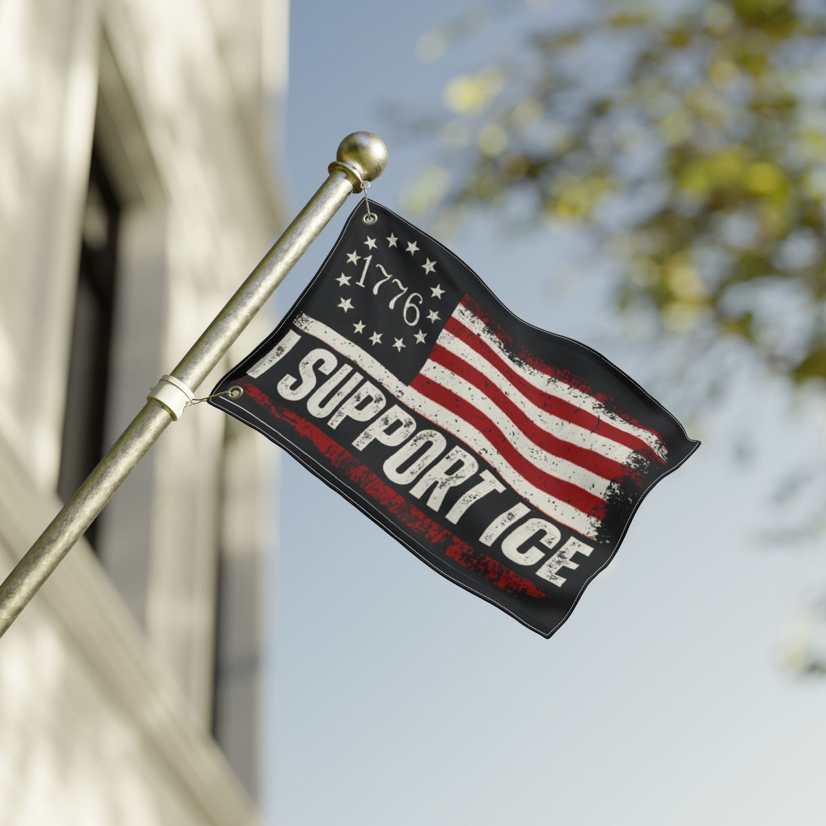 1776 Betsy Ross Flag I Support ICE Double Sided Flag