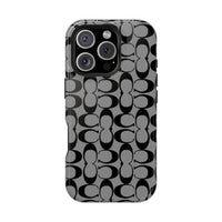 Monogram Pattern Impact-Resistant Phone Case — Black & Gray Designer-Inspired Protection