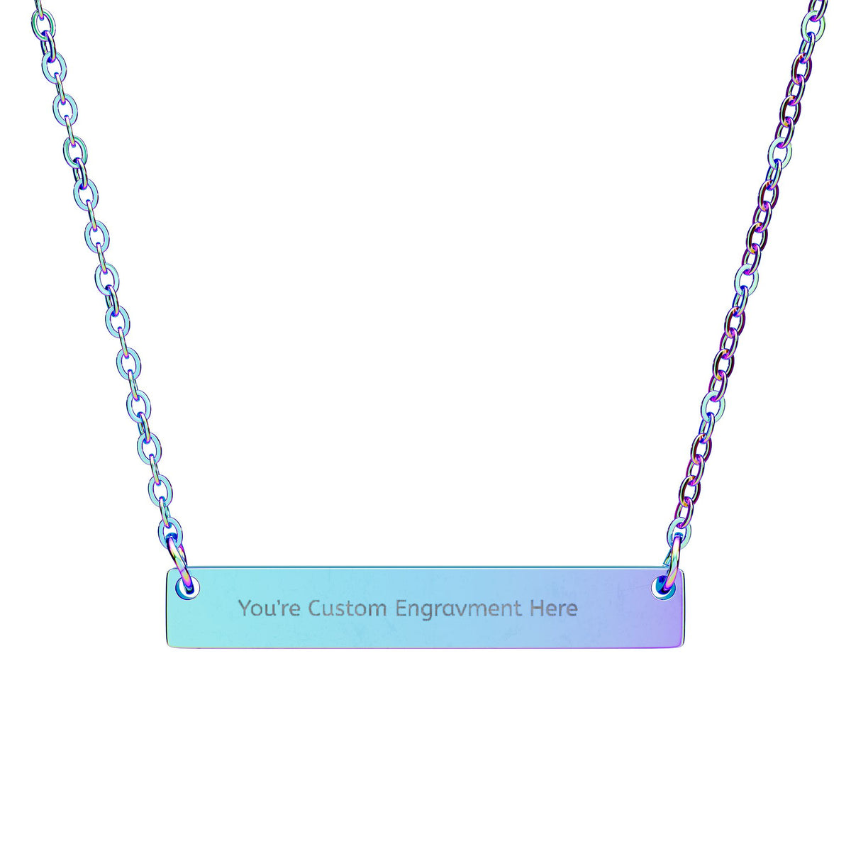 Custom Engraved Horizontal Necklace, Personalized You're way