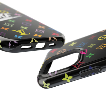Rainbow Monogram Pattern Phone Case | Impact-Resistant Case