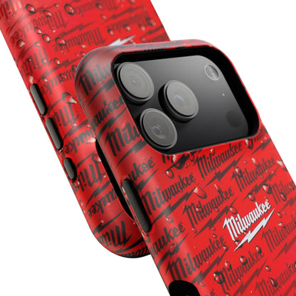 Red Script Logo Pattern phone case | Impact-Resistant Case