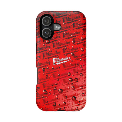 Red Script Logo Pattern phone case | Impact-Resistant Case