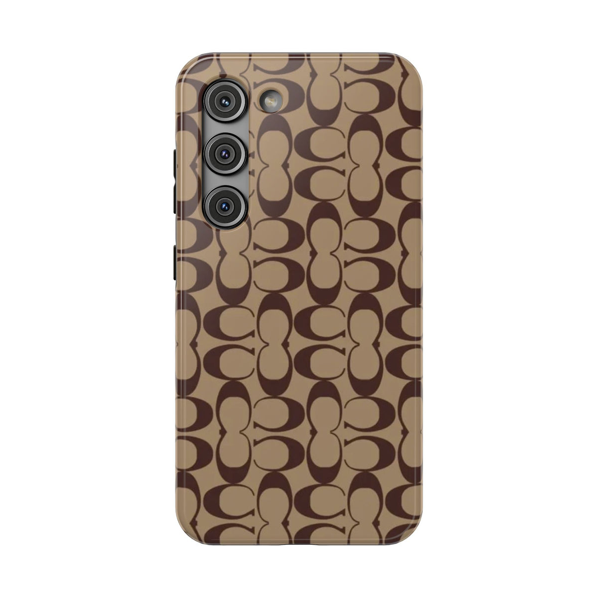 Signature Pattern Impact-Resistant Phone Case — Brown Monogram iPhone Cover