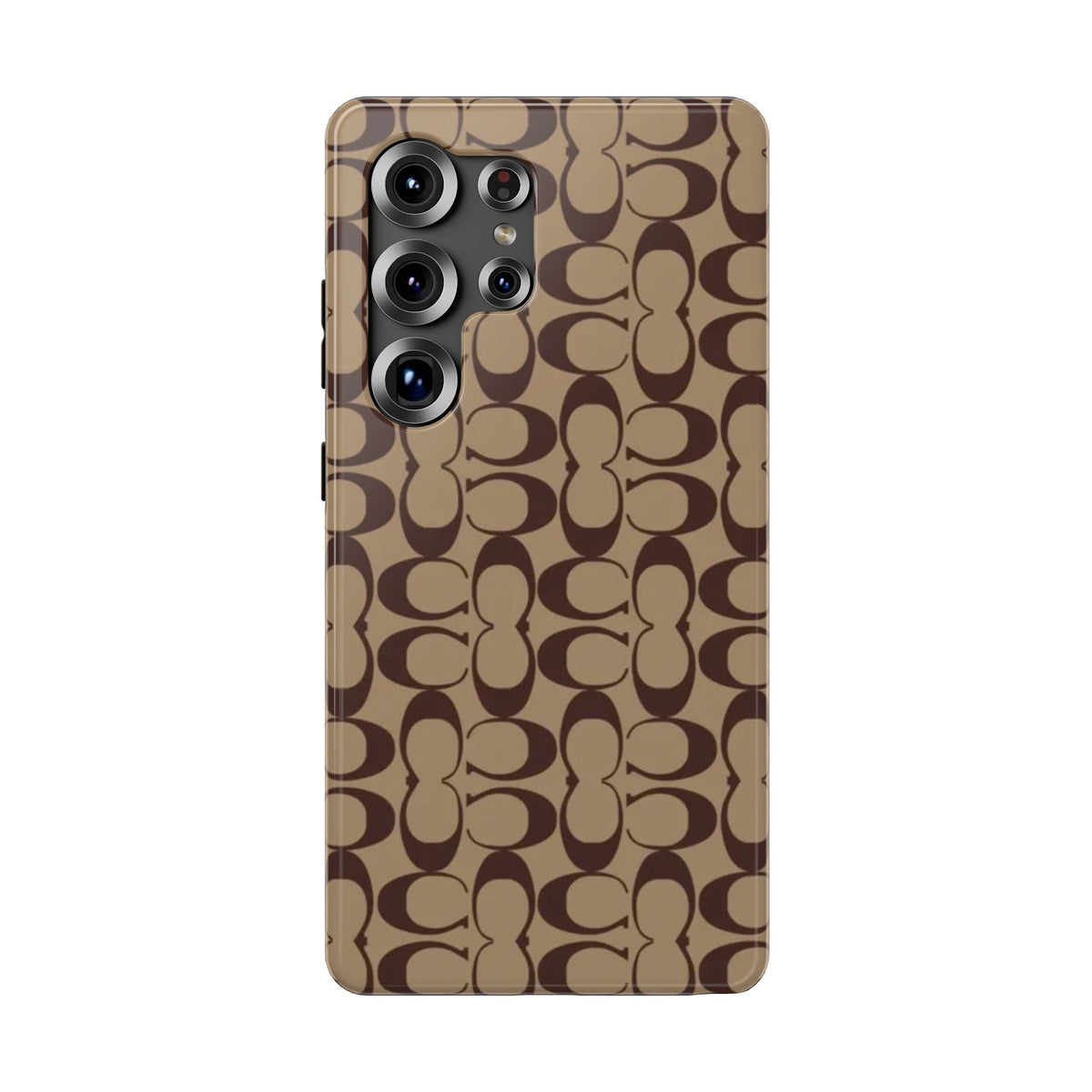 Signature Pattern Impact-Resistant Phone Case — Brown Monogram iPhone Cover