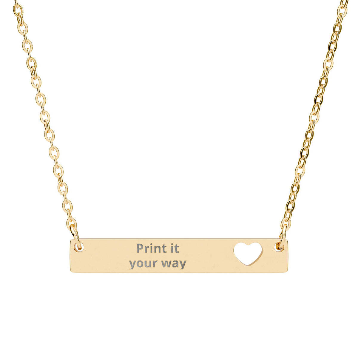 Engravable Cutout Heart Bar Necklace – Personalized Name/Message Pendant