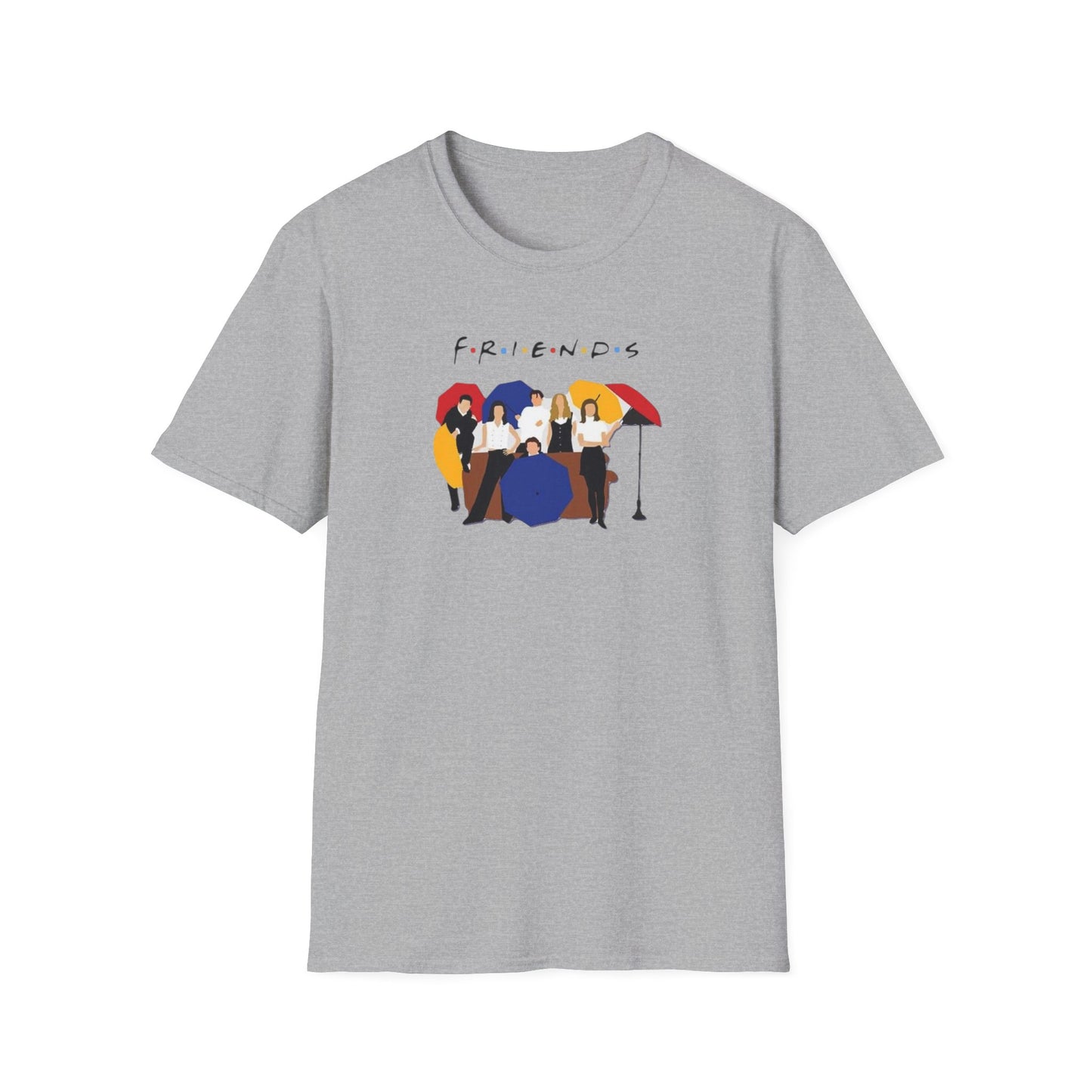 Friends TV Show Minimalist Group Graphic T-Shirt — "FRIENDS" Cast Illustration
