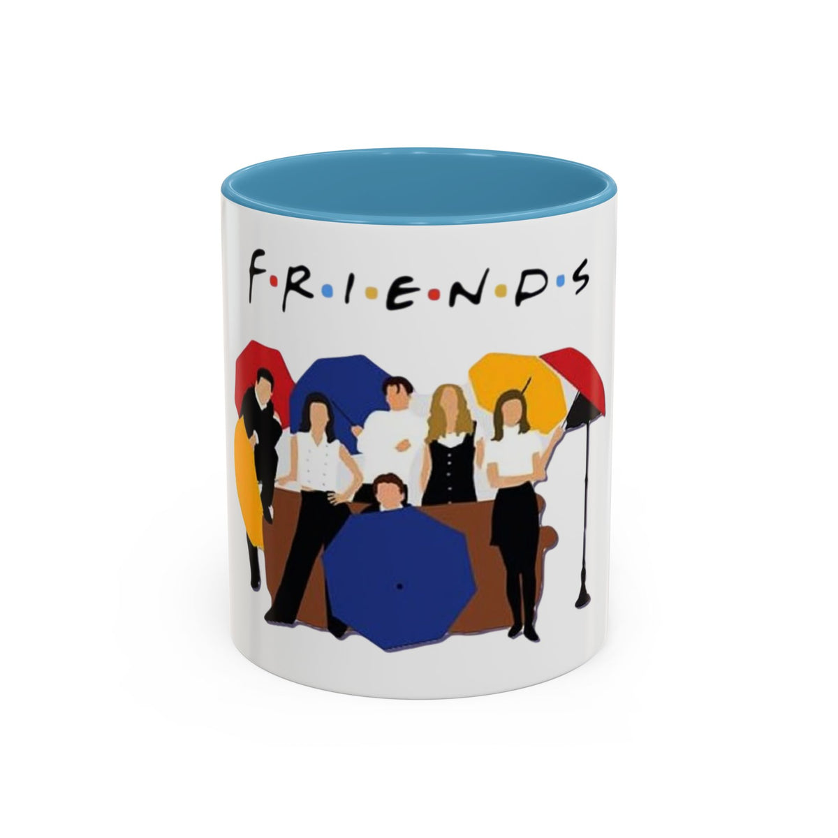 Friends TV Show Inspired Coffee Mug — Cast Silhouette with Umbrellas, 11/15oz Accent Mug