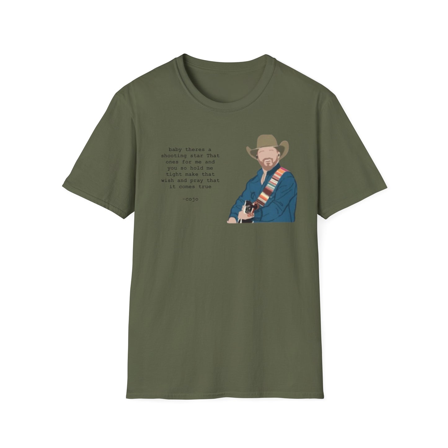Cojo Guitar Portrait T‑Shirt — "Baby There's a Star" Lyric Tee