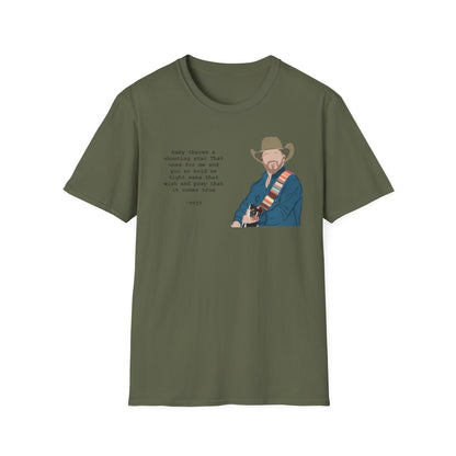 Cojo Guitar Portrait T‑Shirt — "Baby There's a Star" Lyric Tee