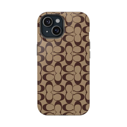 Signature Pattern Impact-Resistant Phone Case — Brown Monogram iPhone Cover