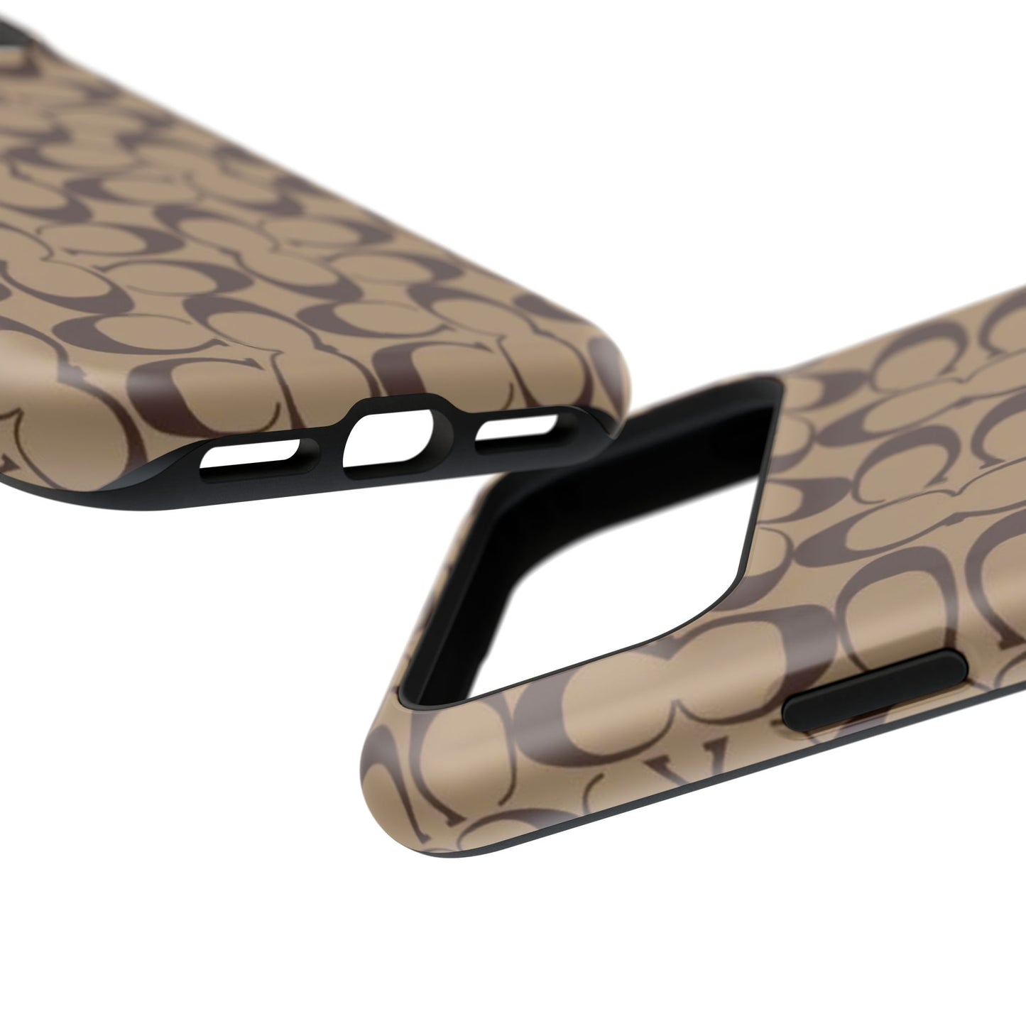 Signature Pattern Impact-Resistant Phone Case — Brown Monogram iPhone Cover