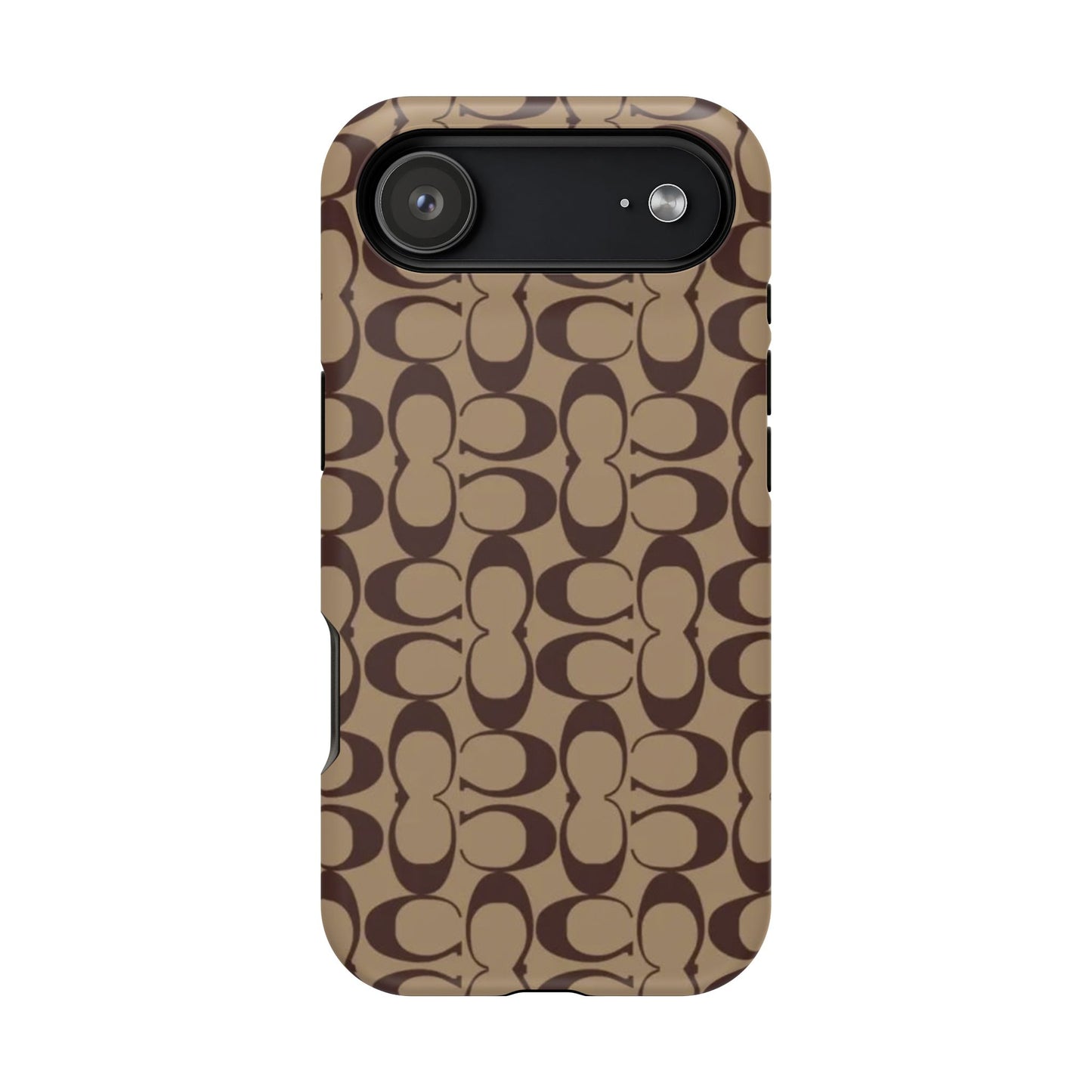Signature Pattern Impact-Resistant Phone Case — Brown Monogram iPhone Cover