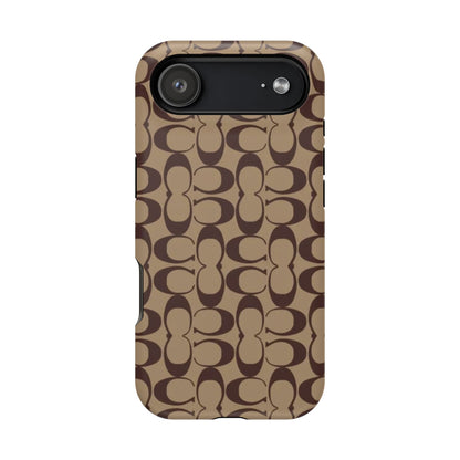 Signature Pattern Impact-Resistant Phone Case — Brown Monogram iPhone Cover